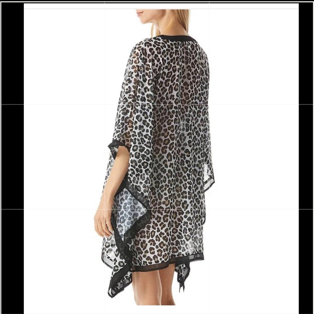 Michael Michael kors leopard chiffon v- neck swim cover up caftan